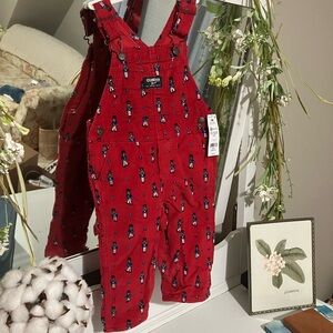 OshKosh B'gosh Red Corduroy Nutcracker Christmas Overalls